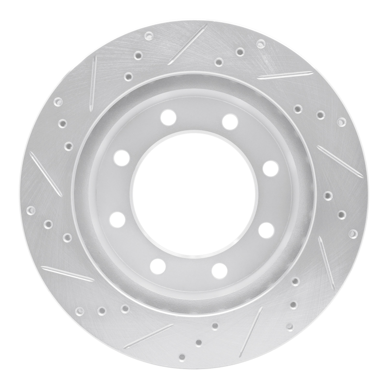 Ford F-250 Super Duty Brake Rotor (1) - Front Right - R1 Concepts - Drilled & Slotted - Silver - `99-`05
